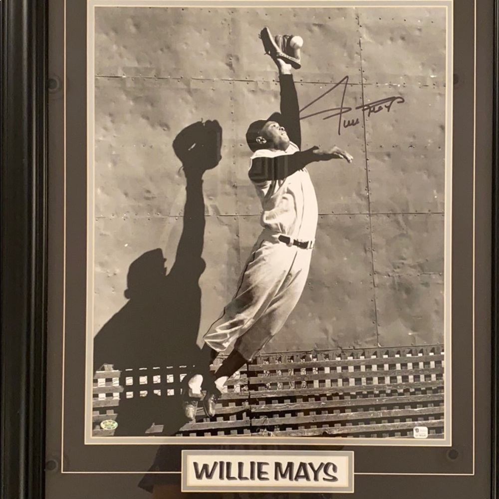 Willie Mays autographed framed photo